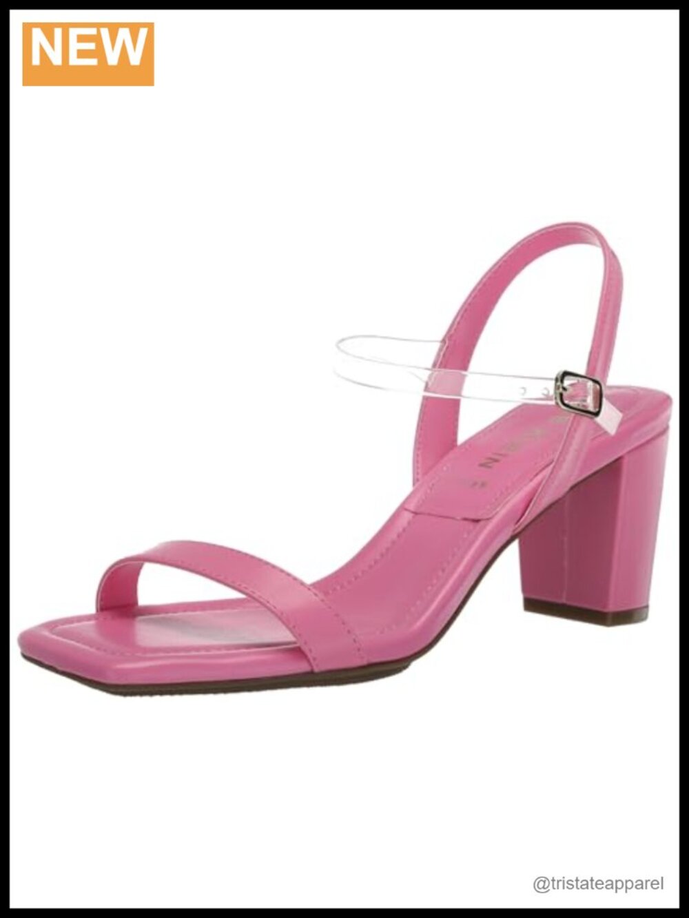 Anne Klein Jiselle Block Heel Slingback Sandal Square Toe Adjustable Ankle Strap